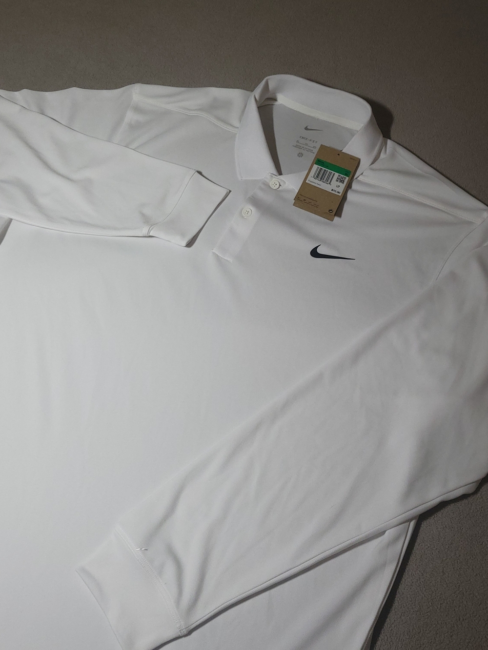 Nike Dri-FIT Victory Men's Long Sleeve Golf Polo Shirt White NWT XL DN2344-100